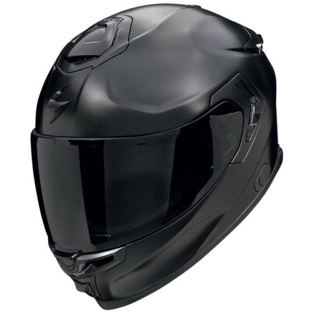 Black motorcycle helmet on a white background