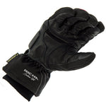 A single black leather winter glove with a ribbed knit cuff, featuring the 'RICH A Limited Fit' logo on the cuff and a 'goretex' tag on the wrist, shown against a plain white background.