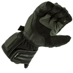 Black richa arctic goretex motorcycle gloves on a white background
