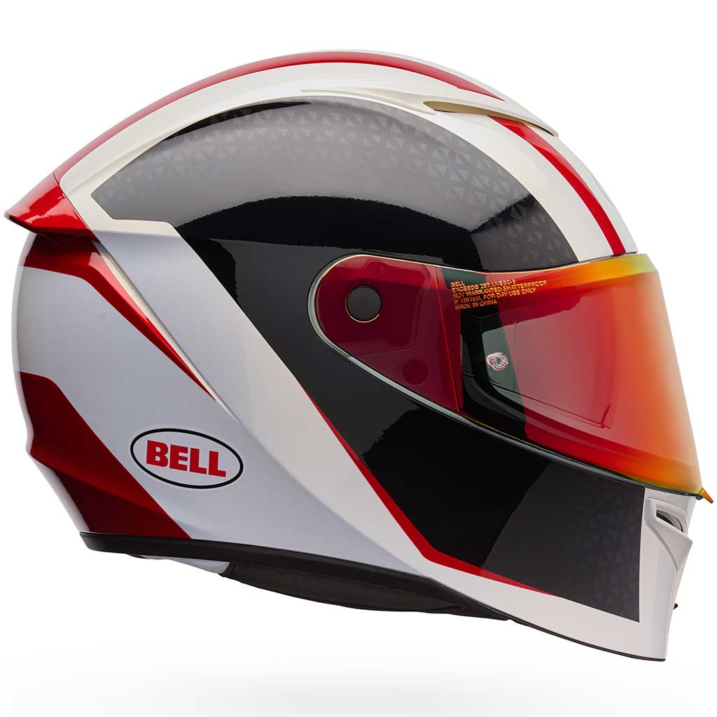 Bell Lithium Mips Plus Blip White Black full face motorcycle helmet in red