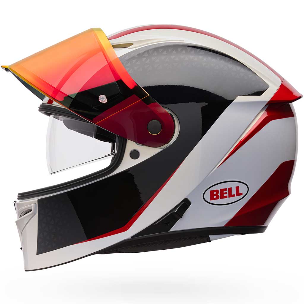 Bell Lithium Mips Plus Blip White Black full face motorcycle helmet in red, view 5 of 7
