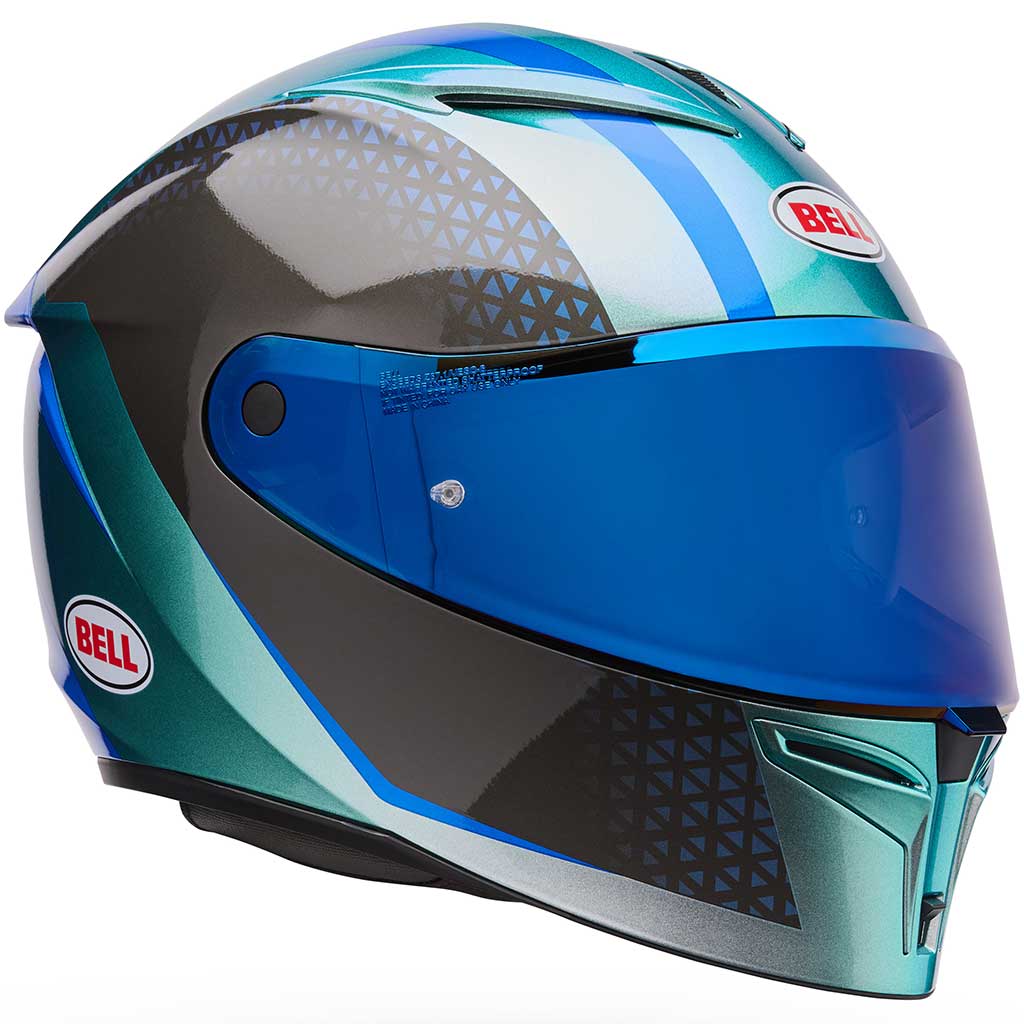 Bell Lithium Mips Plus Blip Silver Helmet full face motorcycle helmet in blue, view 2 of 7