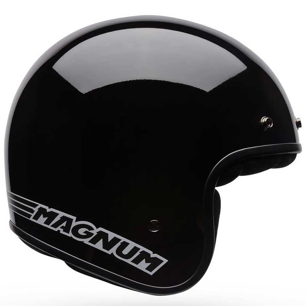 Bell Magnum Solid Gloss Black open face motorcycle helmet in black