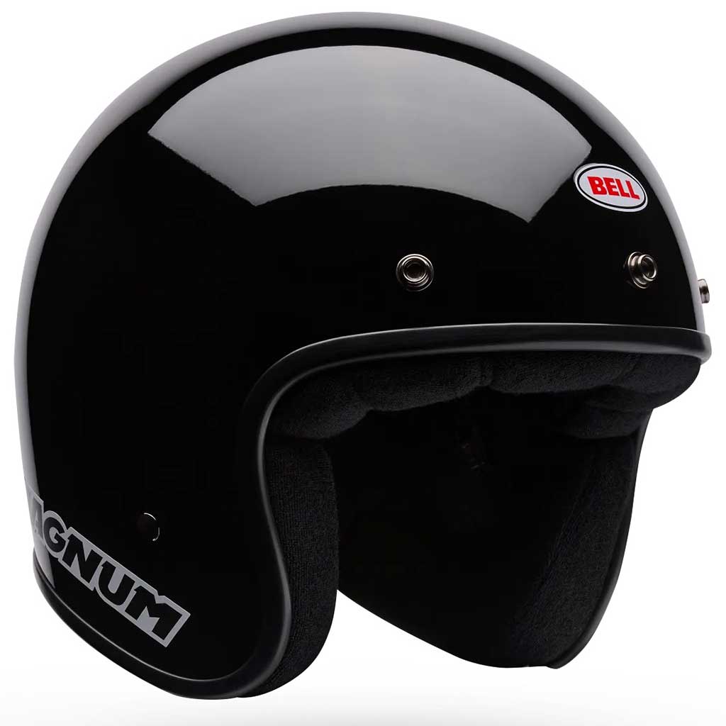 Bell Magnum Solid Gloss Black open face motorcycle helmet in black, view 2 of 10