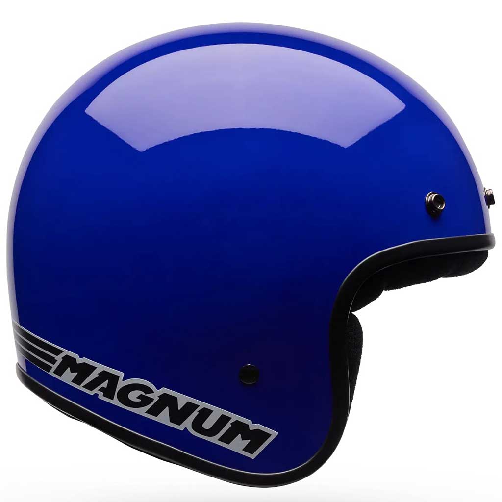 Bell Magnum Solid Gloss Blue open face motorcycle helmet in blue