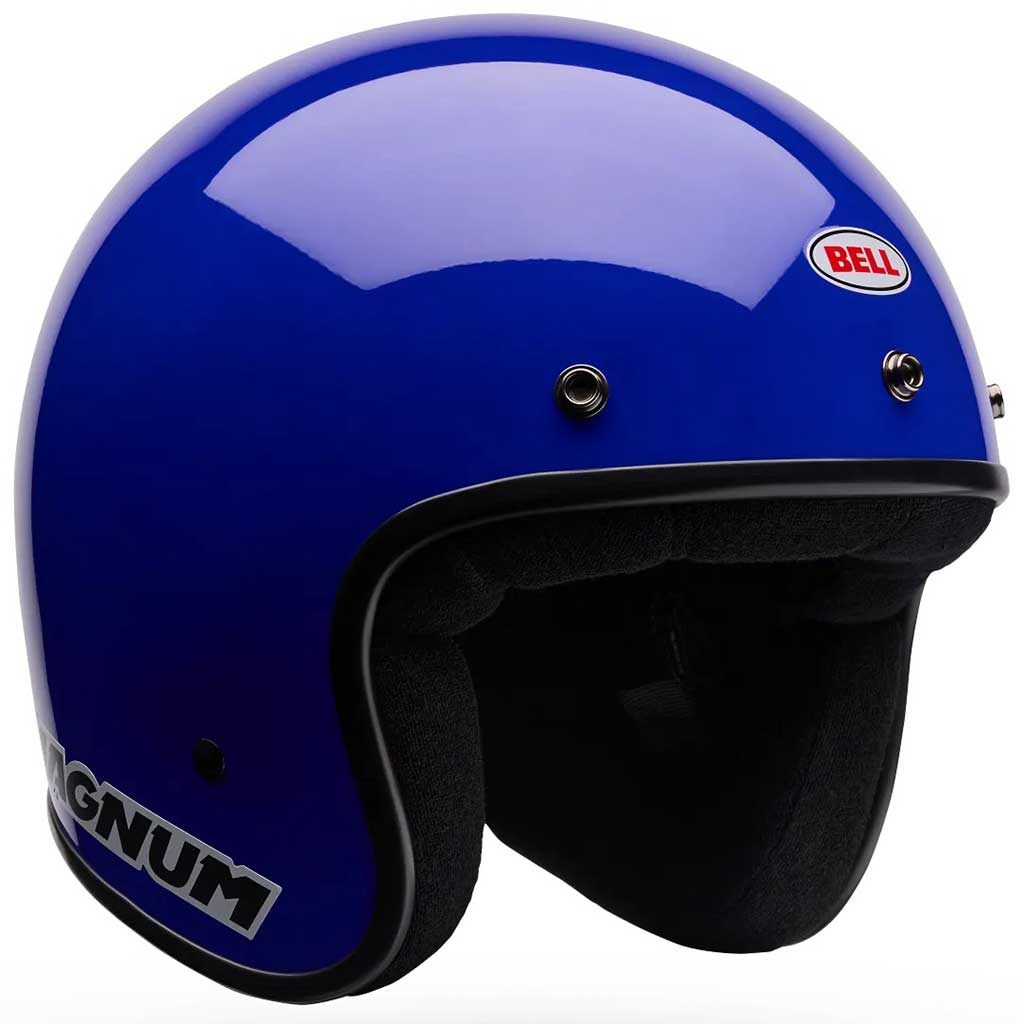 Bell Magnum Solid Gloss Blue open face motorcycle helmet in blue, view 2 of 10