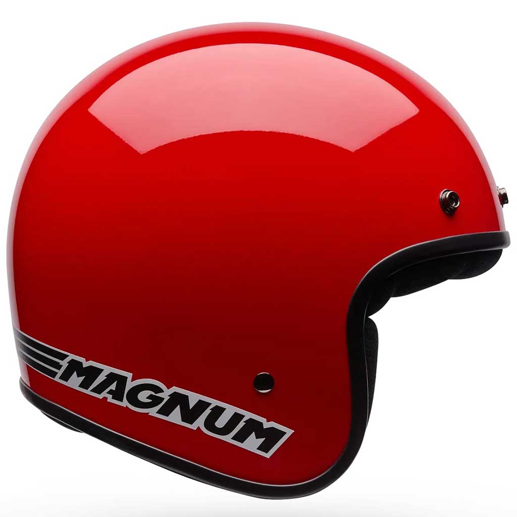 Bell Magnum Solid Gloss Red open face motorcycle helmet in red