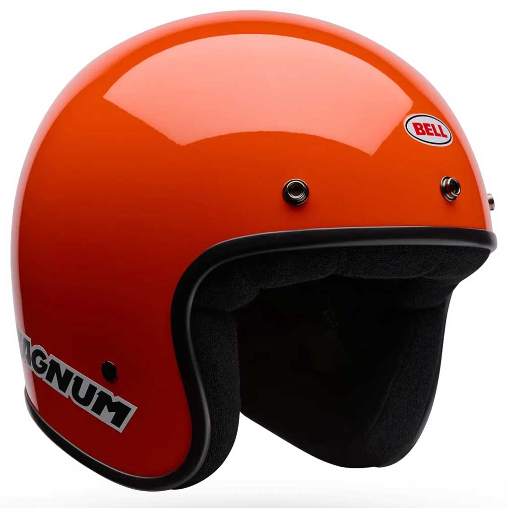 Bell Magnum Solid Gloss Orange open face motorcycle helmet in orange, view 2 of 10