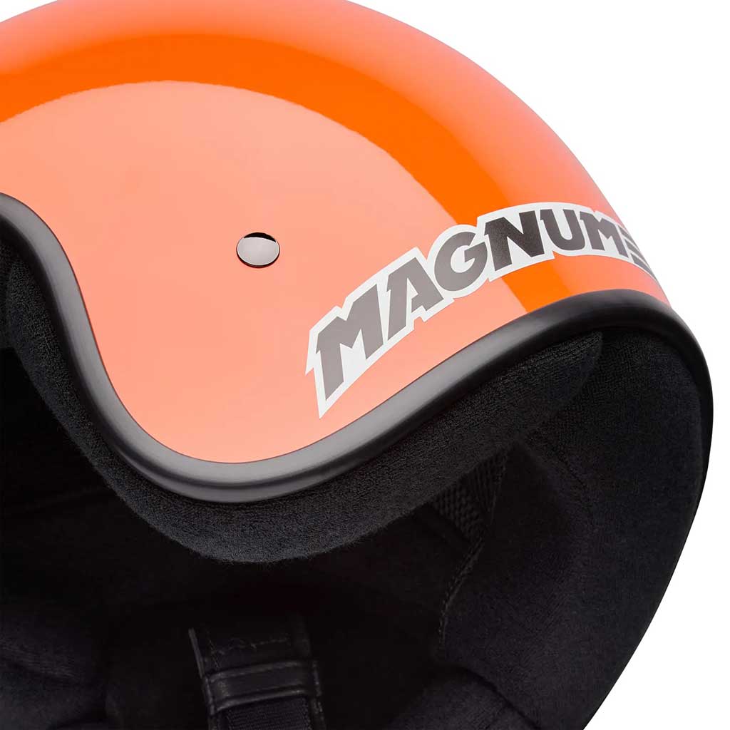 Bell Magnum Solid Gloss Orange open face motorcycle helmet in orange, view 8 of 10