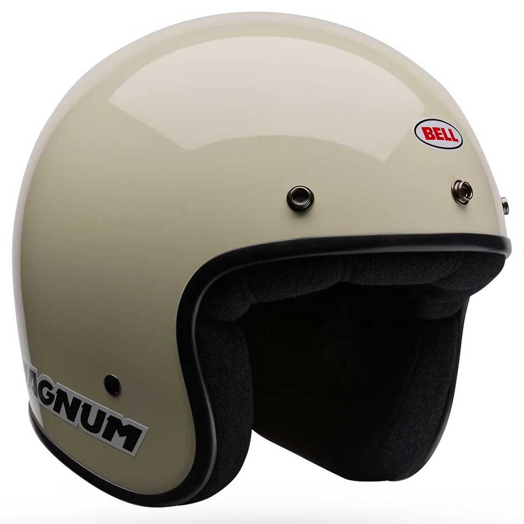 Bell Magnum Solid Vintage White Helmet open face motorcycle helmet in vintage white, view 2 of 10