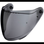Black motorcycle helmet visor on a white background