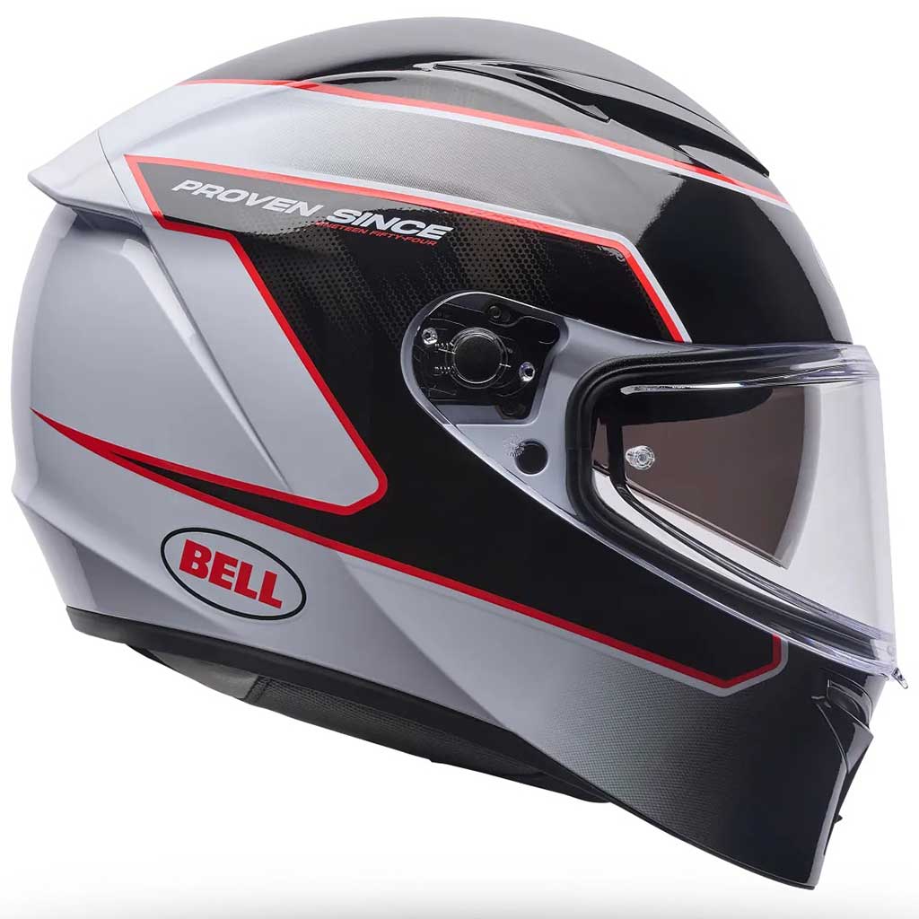 Bell Lithium Mips Flux White Black Red full face motorcycle helmet in white