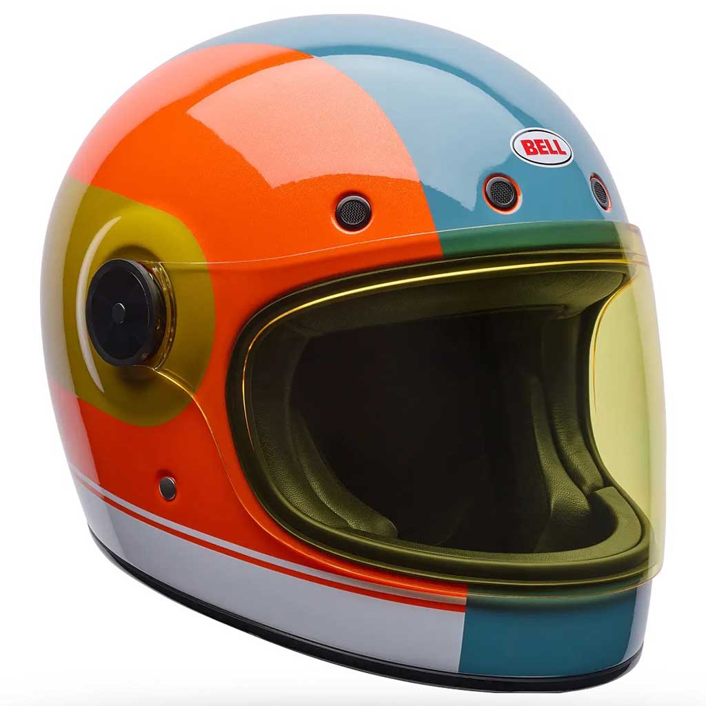 Bell Bullitt GT Ozzy Special Edition Blue Atoll full face motorcycle helmet in orange, view 2 of 9