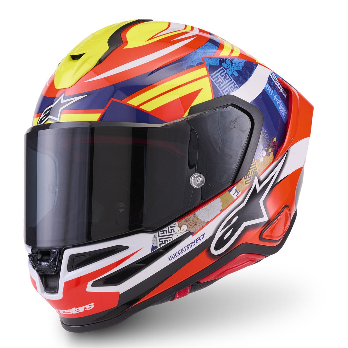 Alpinestars Supertech S-R7 Taiyo Furusato Helmet Red White Blue Yellow Fluo Glossy 1