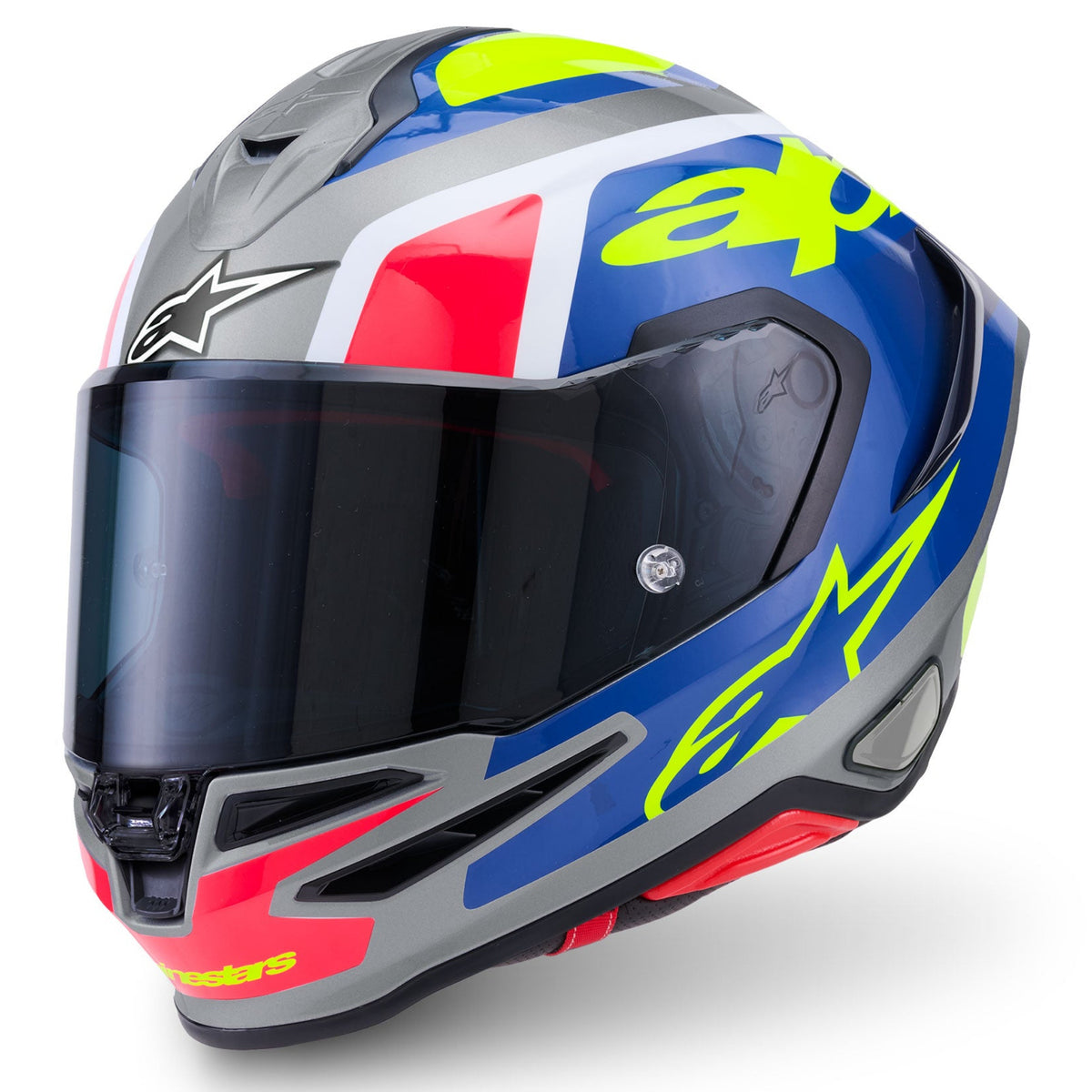 Alpinestars Supertech S-R7 Lumen Helmet Silver Black Pink Yellow Fluo Glossy 1