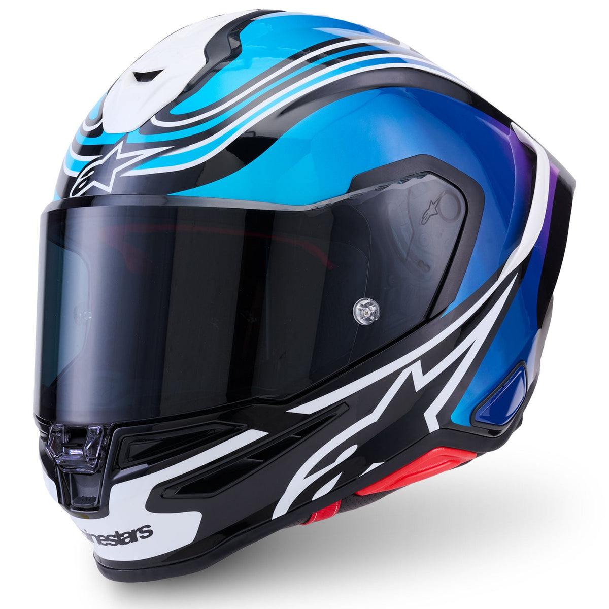 Alpinestars Supertech S-R7 Zeal Helmet Black Blue Pink Fluo White Glossy 1