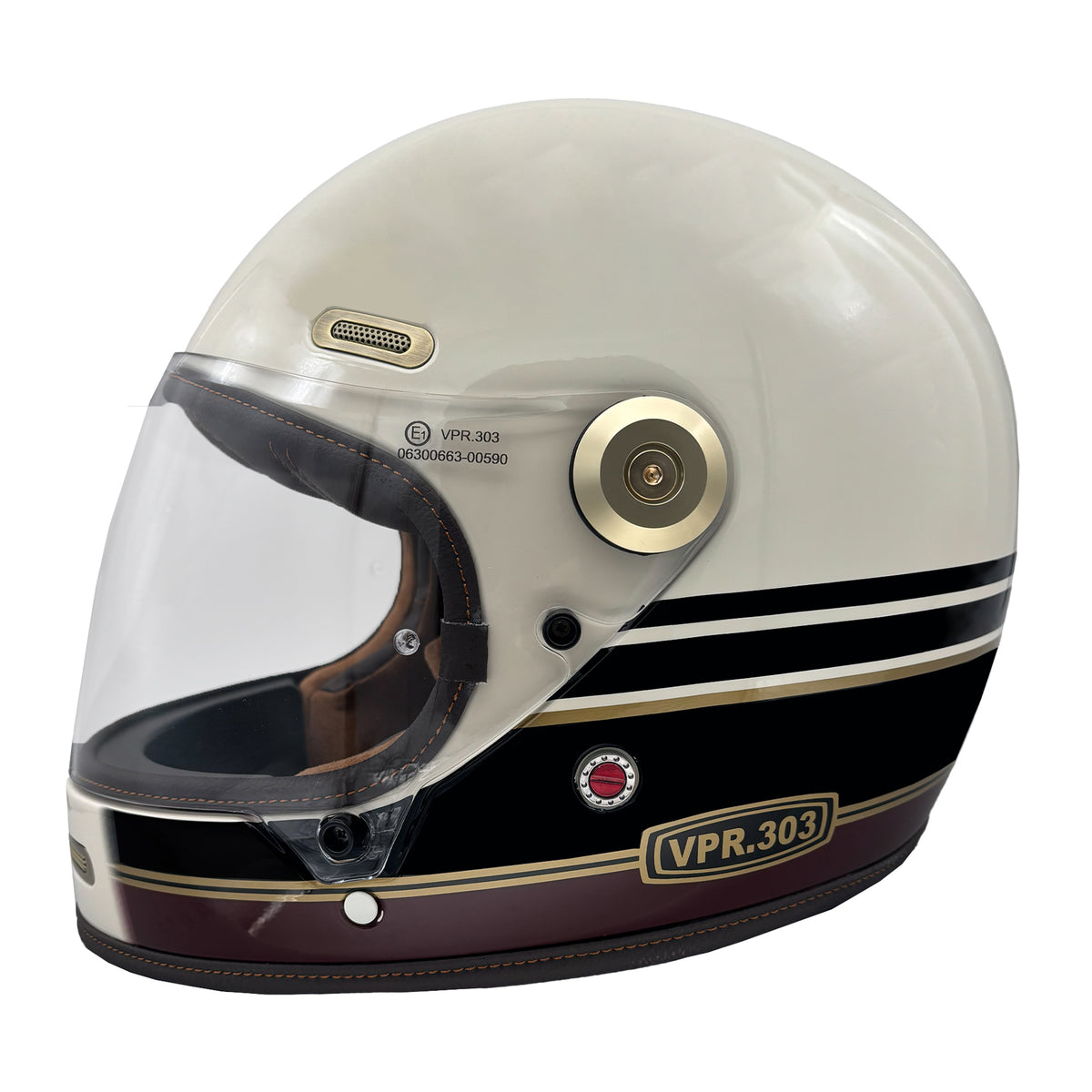 Viper F660 Vintage Full-Face Helmet - Stripes Cream/Burgundy