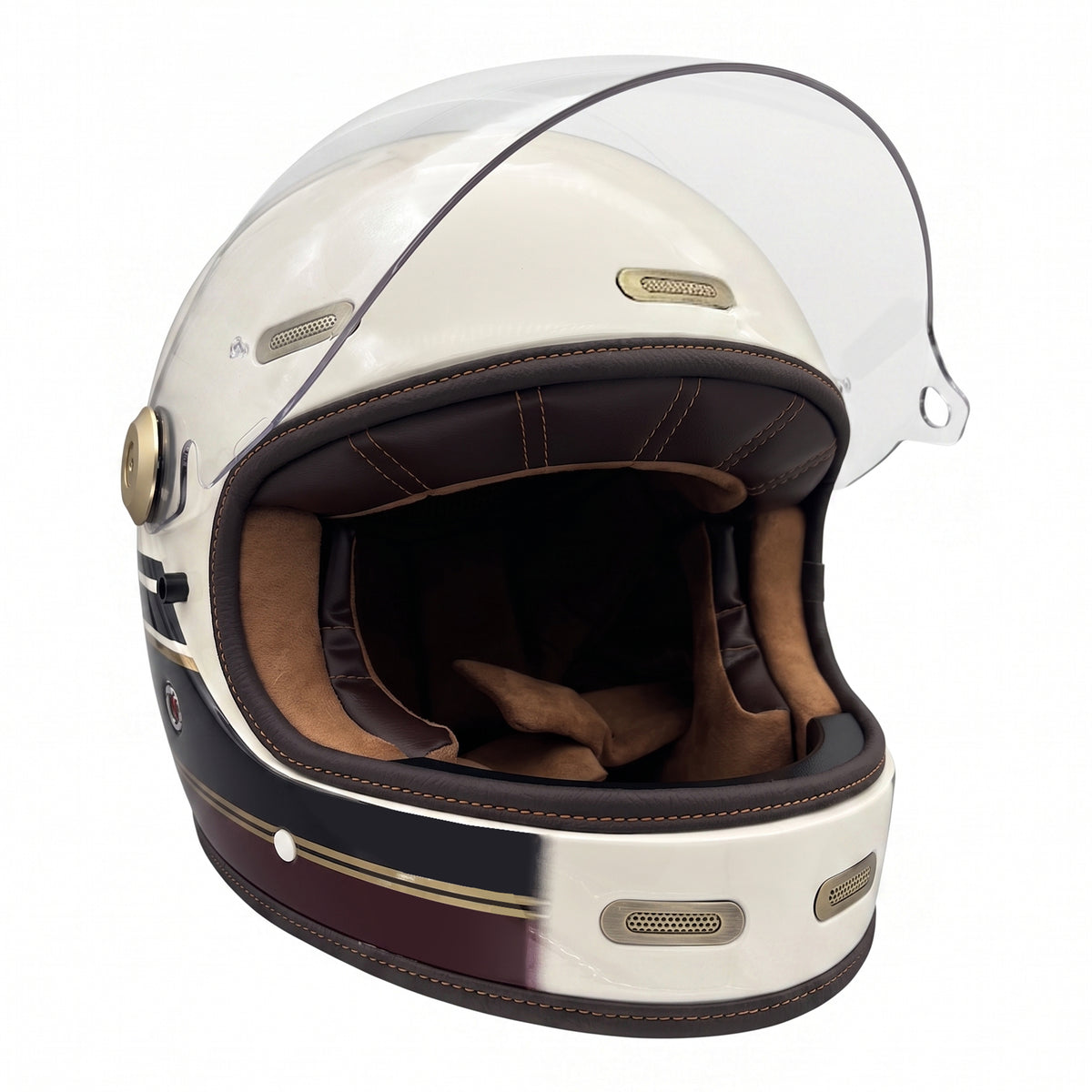 Viper F660 Vintage Full-Face Helmet - Stripes Cream/Burgundy