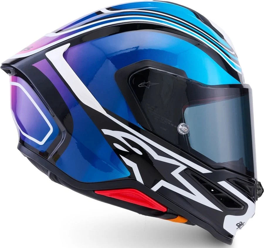 Alpinestars Supertech S-R7 Zeal Helmet Black Blue Pink Fluo White Glossy 3