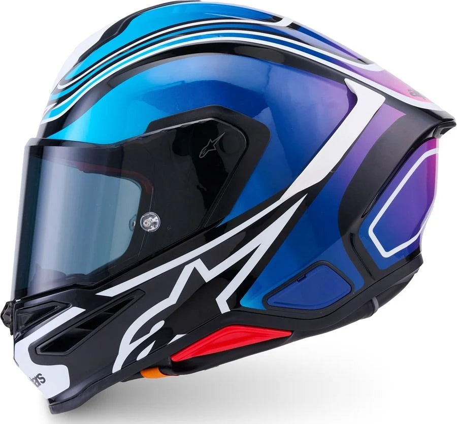Alpinestars Supertech S-R7 Zeal Helmet Black Blue Pink Fluo White Glossy 5