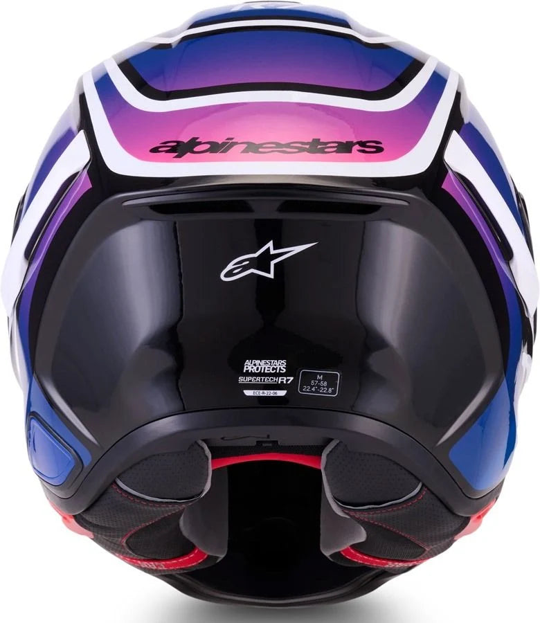 Alpinestars Supertech S-R7 Zeal Helmet Black Blue Pink Fluo White Glossy 6