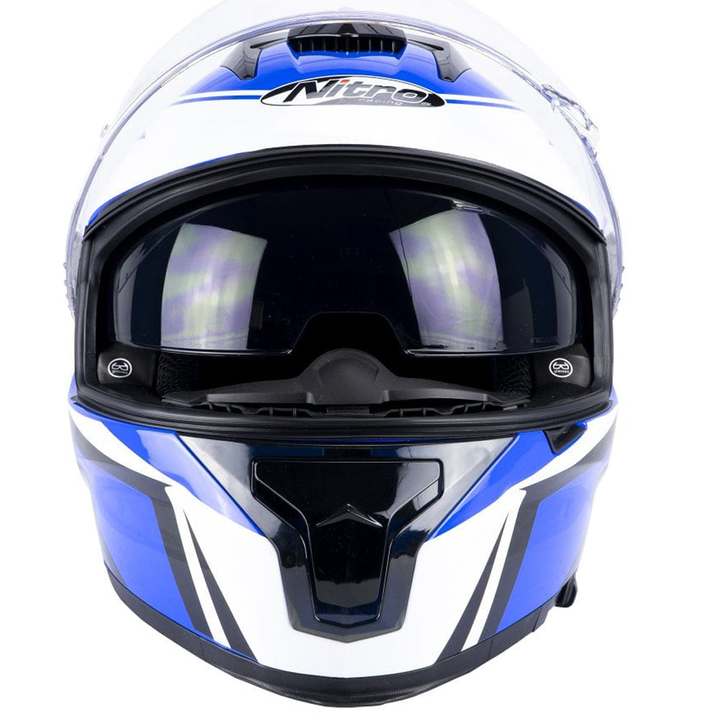 Nitro N540 DVS Podium Gloss White Black Blue Motorcycle Helmet