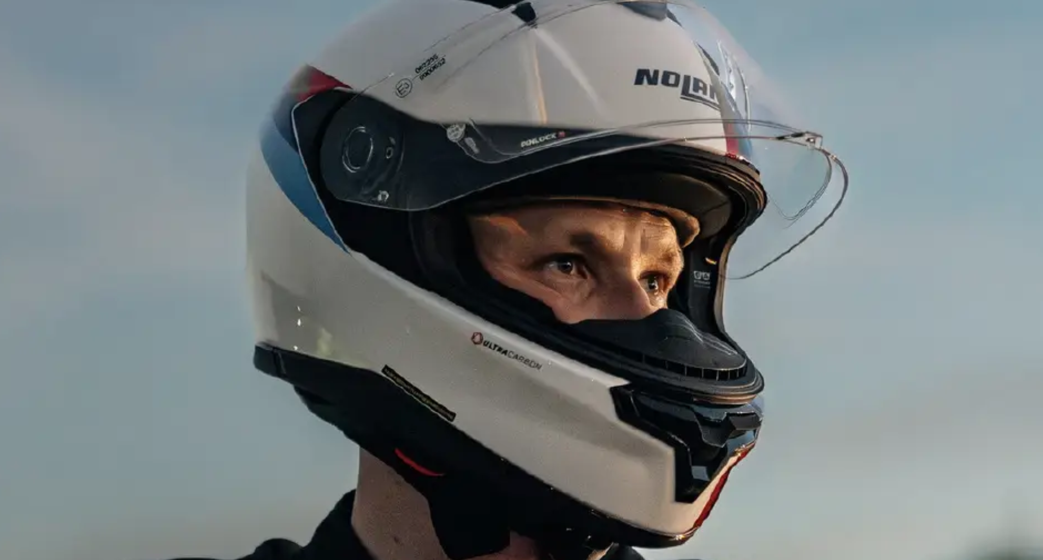 Nolan motorcycle helmet banner.