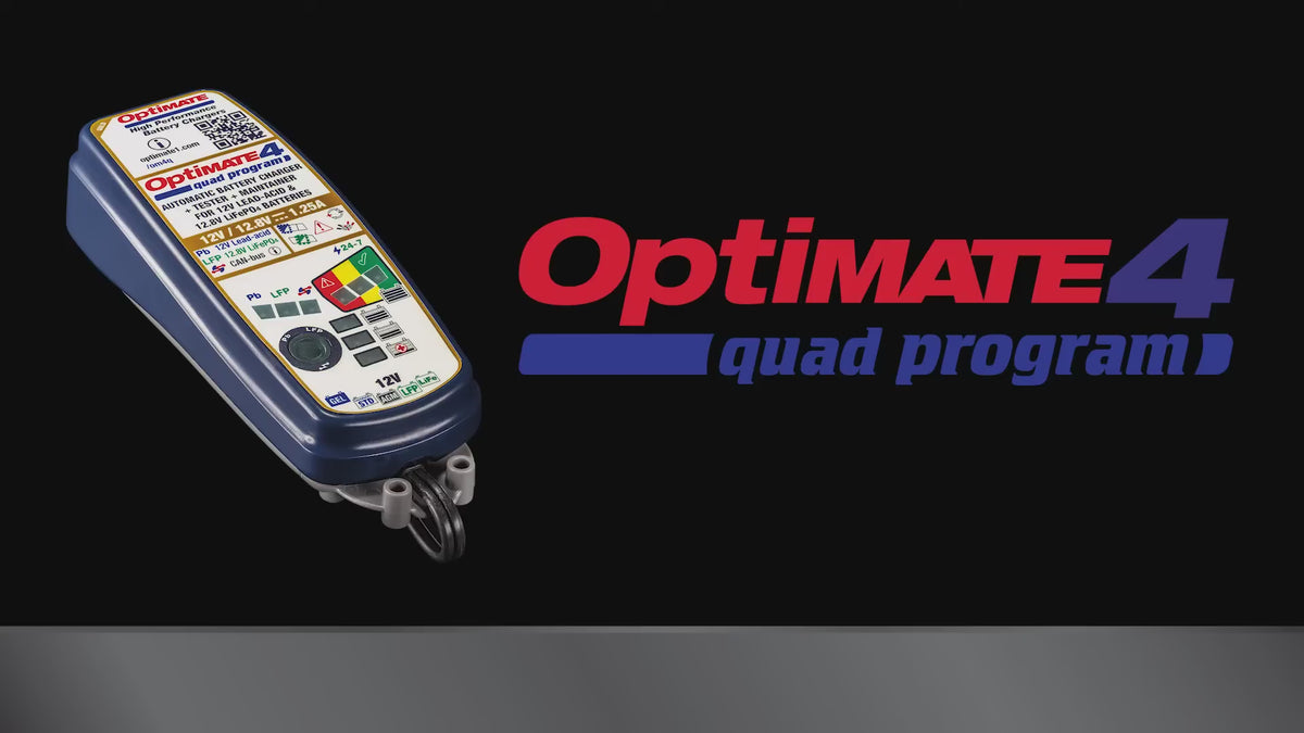 Optimate 3 quad program battery charger promotional video