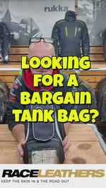 A video showing Keith from RaceLeathers showing the features of a bargain motorcycle tank bag.