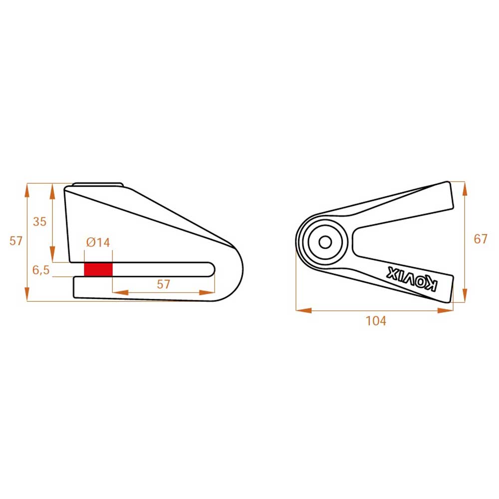 Kovix KVZ2 Disc Lock 14mm Black With Lock Holder