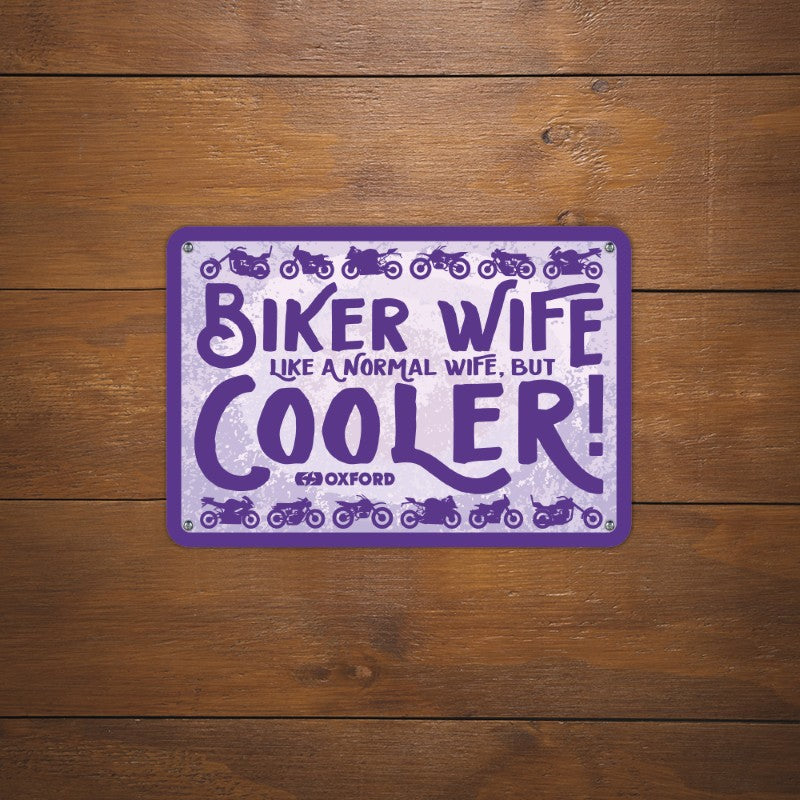 Oxford Garage Metal Sign: Biker Wife