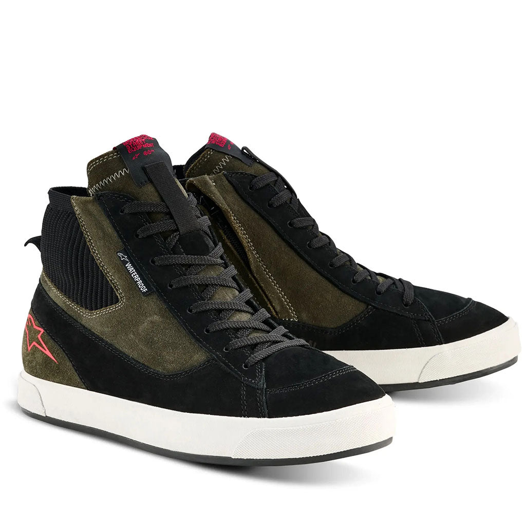 Alpinestars Stated WP Waterproof Short Boots Military Green Black Off-White