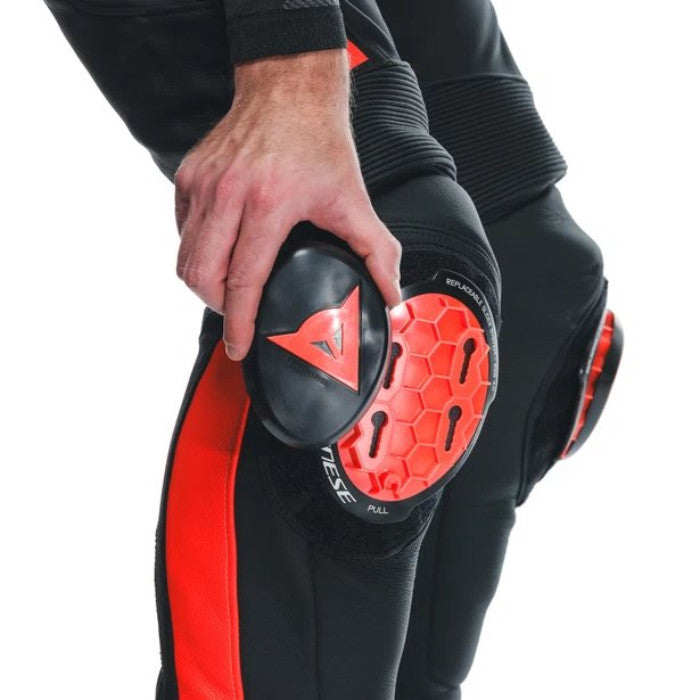 Dainese Super Speed Leather Pants 628 Black Fluo Red