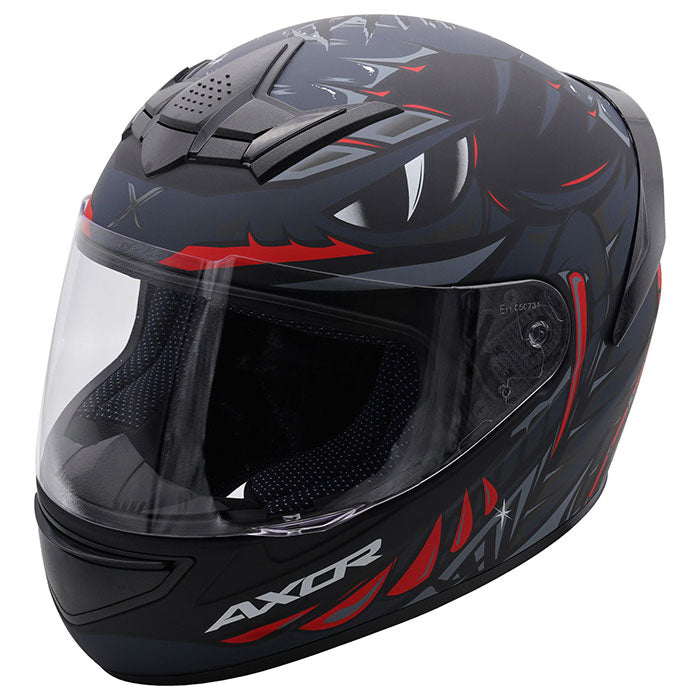 Axor Rage Python Matt Black Grey Red Full Face Helmet