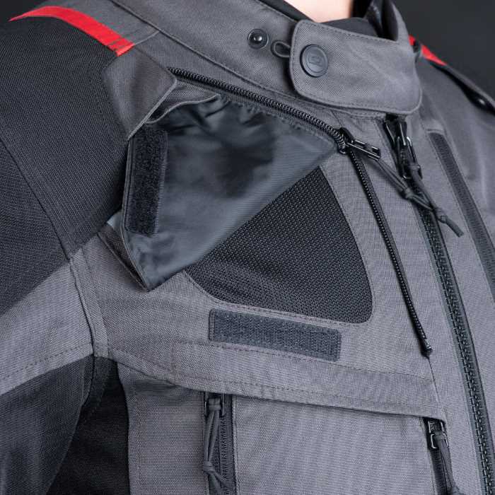 Oxford Rockland Mens Jacket Charcoal Black Red