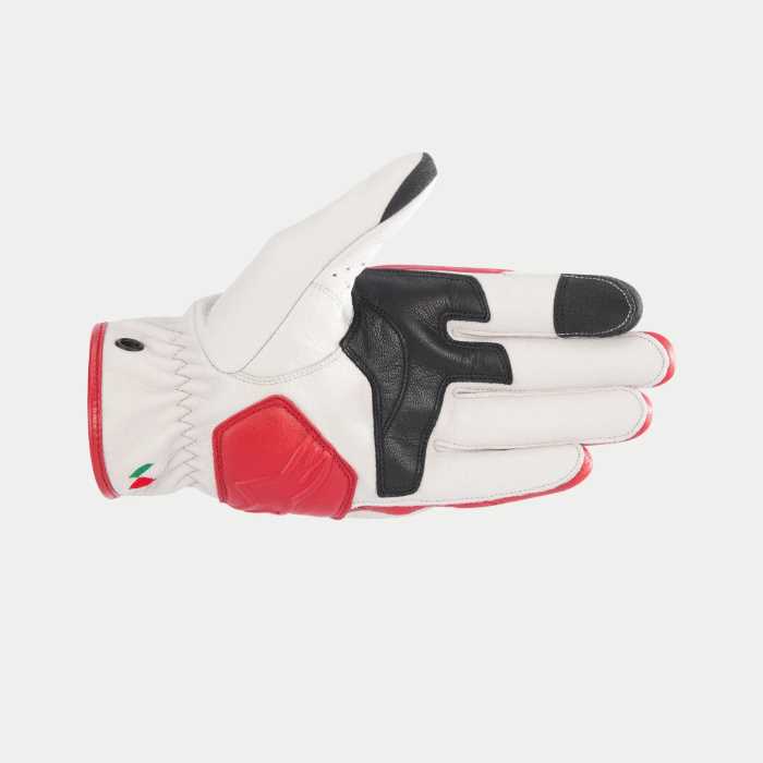 Alpinestars Dyno Leather Gloves Ecru Ruby Red
