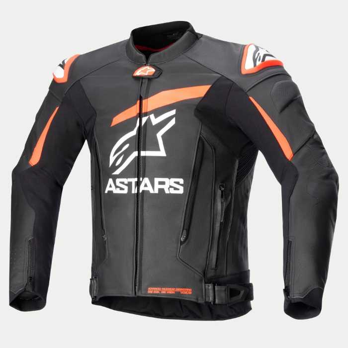 Alpinestars GP Plus V4 Leather Jacket Black Red Fluo White