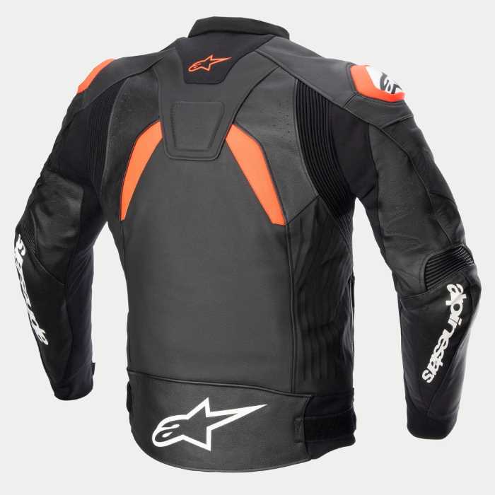 Alpinestars GP Plus V4 Leather Jacket Black Red Fluo White