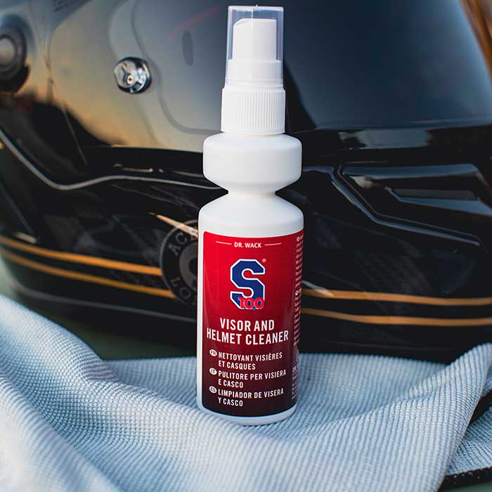 S100 Visor & Helmet Cleaner 100ml Inc Microfibre Towel