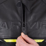 ARMR Raiden 3.0 Mens Leather Jacket Black Fluo Yellow