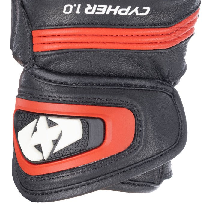 Oxford Cypher 1.0 Short Leather Mens Gloves Black Red White