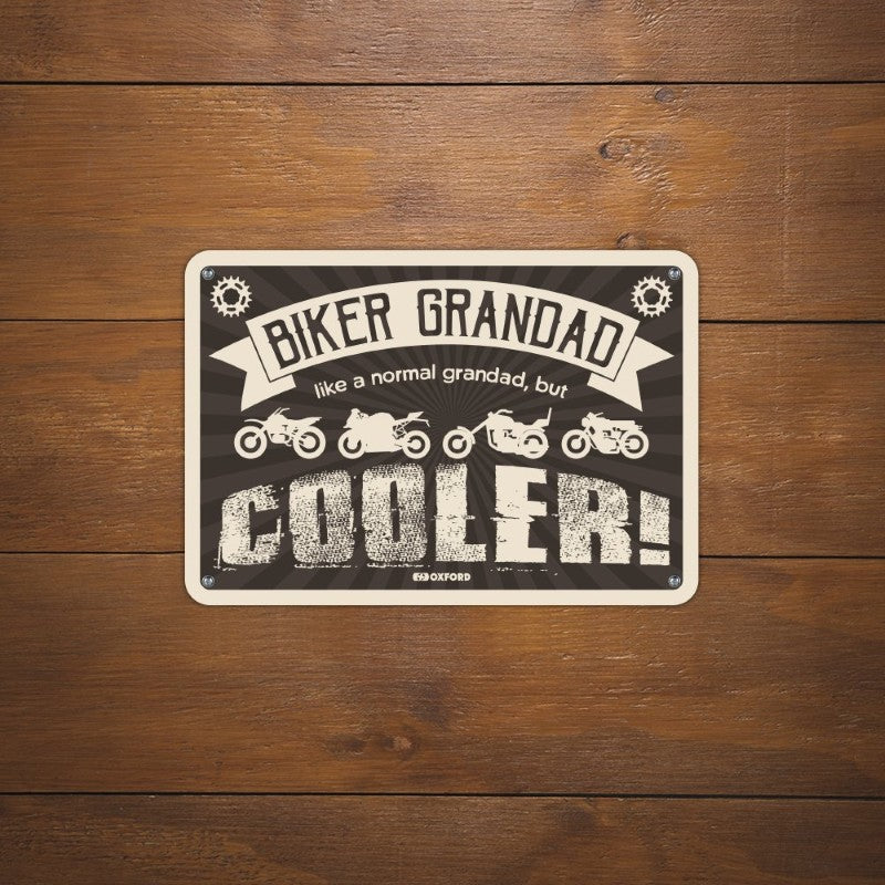 Oxford Garage Metal Sign: Biker Grandad