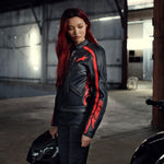 Alpinestars Stella Dyno Leather Jacket Black Haute Red