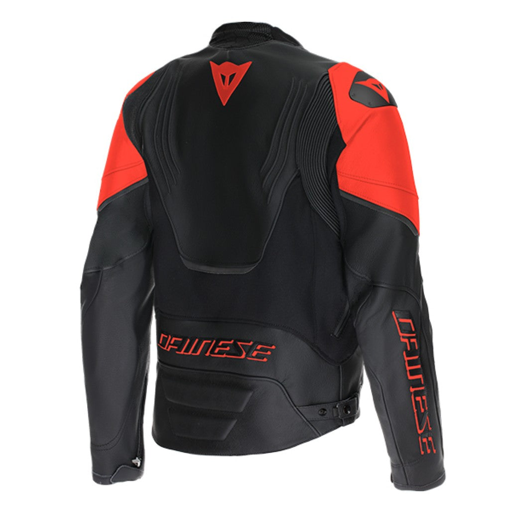Dainese Racing 5 Leather Jacket Black Fluo Red
