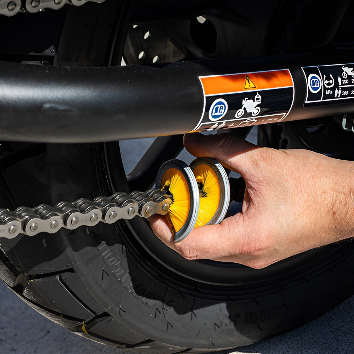 RiderR Spiral Motorcycle Chain Brush Yellow