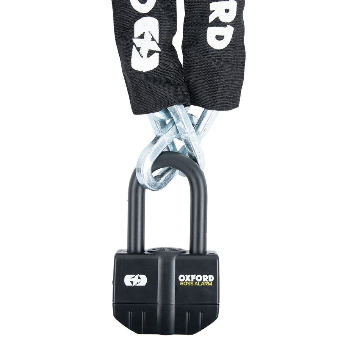Oxford Boss Alarm 16mm Black + 12mm x 1.5m Chain