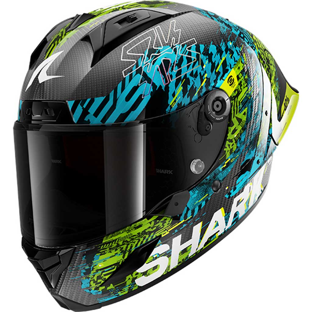 Shark Aeron-GP FIM 2 Speed-Vib Carbon Blue Green