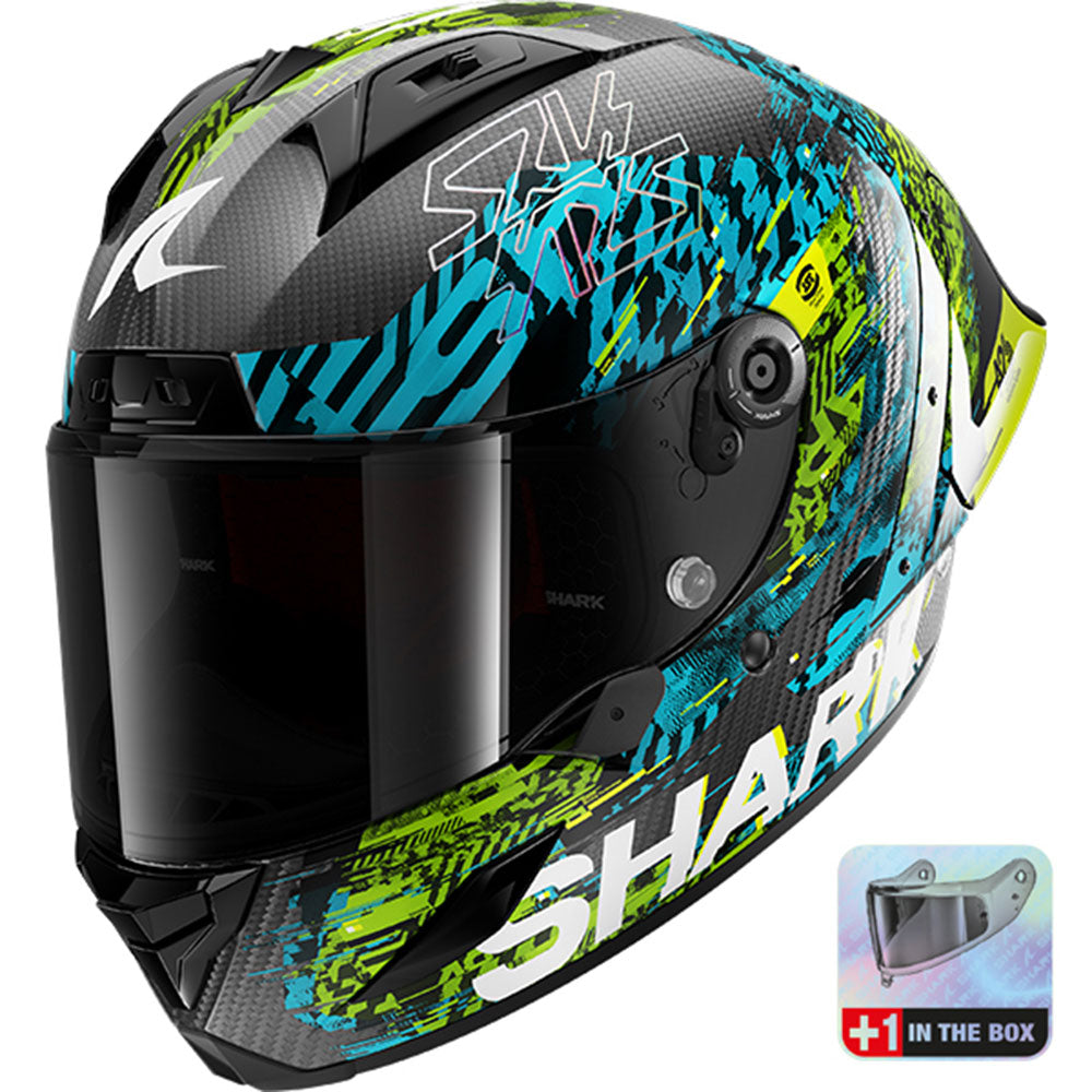 Shark Aeron-GP FIM 2 Speed-Vib Carbon Blue Green