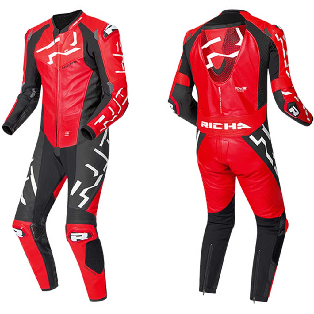 Richa Stradale GP One-Piece Leather Suit — Red & Black
