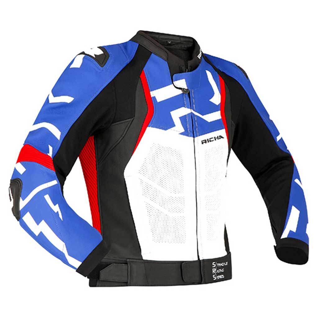 Richa Stradale Leather Jacket Blue White Black Red
